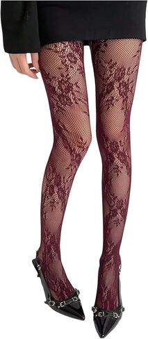 Milumia Women's Vintage Floral Lace Patterned Tights Hollow Out Fishnet Stockings Pantyhose in Saudi Arabia