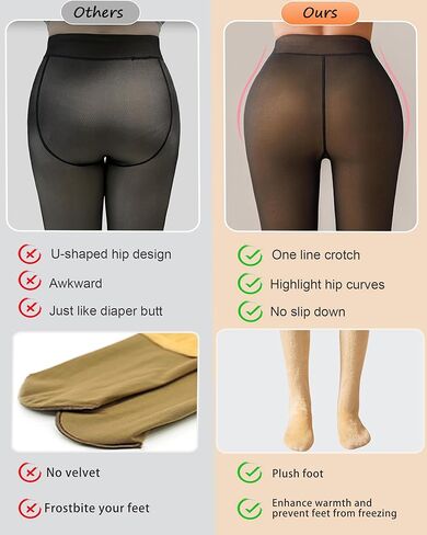 Fleece Lined Tights Women Winter Thermal Leggings Pantyhose Fake Translucent Thick Warm Sheer Tights in Saudi Arabia