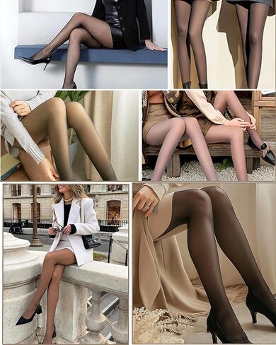 Fleece Lined Tights Women Winter Thermal Leggings Pantyhose Fake Translucent Thick Warm Sheer Tights in Saudi Arabia