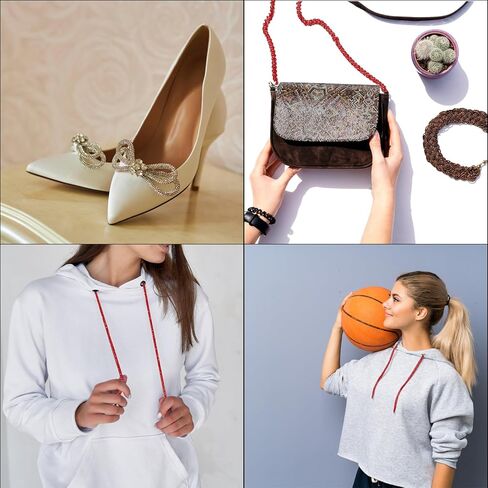 MECCANIXITY 4 مم × 10 متر أربطة أحذية هوديي سلسلة بريق الحبال حجر الراين أنبوب حبل بلينغ كريستال سلسلة حبل ل DIY أحذية رياضية البلوزات Sweatpants الديكور الأبيض AB اللون مع Aglets in Saudi Arabia