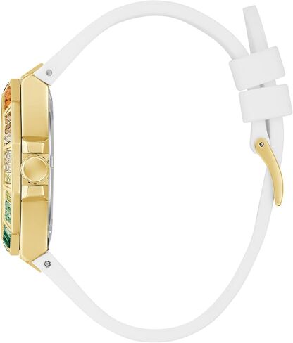 Guess Women's 39mm Watch - White Silicone Strap White Dial Gold Tone Case in Saudi Arabia