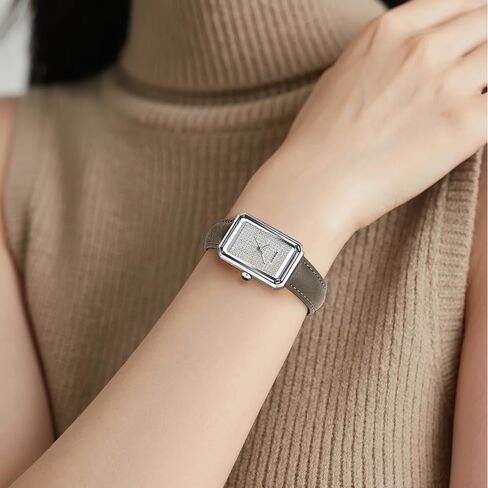 Gosasa Luxury Women's Rectangle Crystal Watch Elegant Quartz Analog Dress Watch with Leather Strap, Sparkling Dial, Lightweight Fashion Gift for Her in Saudi Arabia