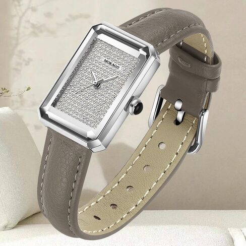 Gosasa Luxury Women's Rectangle Crystal Watch Elegant Quartz Analog Dress Watch with Leather Strap, Sparkling Dial, Lightweight Fashion Gift for Her in Saudi Arabia