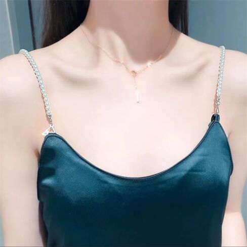 1Pair Pearl Bra Straps Chains Detachable Shoulder Chain with Pearls Beaded Dresses Lingerie Straps for Bridal Wedding Party Body Jewelry Accessories for Lady in Saudi Arabia