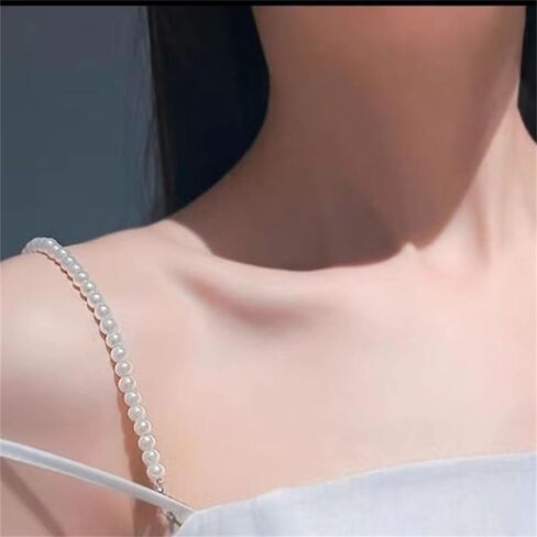 1Pair Pearl Bra Straps Chains Detachable Shoulder Chain with Pearls Beaded Dresses Lingerie Straps for Bridal Wedding Party Body Jewelry Accessories for Lady in Saudi Arabia