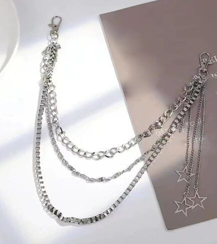 الفضة Y2K نجمة جان سلاسل للنساء السراويل سلسلة للرجال لذيذ العصرية سلسلة الجيب للسراويل الفضة السائق جان سلاسل نجمة الشرير الورك مجوهرات حزب الموسيقى مهرجان Y2K تأثيري الملحقات in Saudi Arabia
