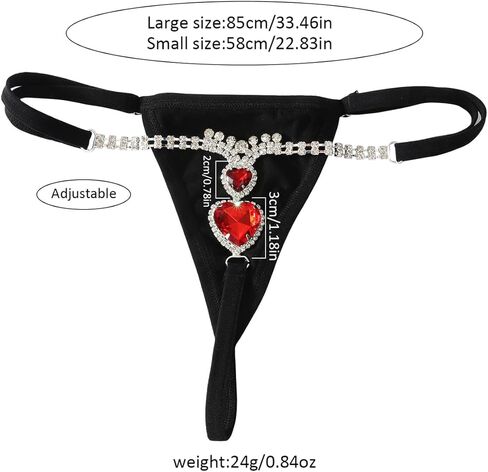 Sexy Red Heart Rhinestone Pendant Thong Panties for Women Stretch Rope Underpants Love Crystal G String Bikini Waist Belly Chain Underwear Body Jewelry Summer Beach Festival Rave Party in Saudi Arabia