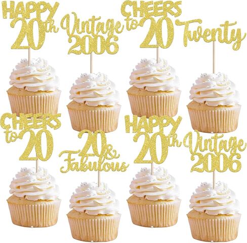 30PCS Happy 50th Birthday Cupcake Toppers Glitter Fifty Vintage 1975 Cupcake Picks Cheers to 50 Fabulous Cake Decorations for 50th Birthday Wedding Anniversary Party Supplies Black in Saudi Arabia