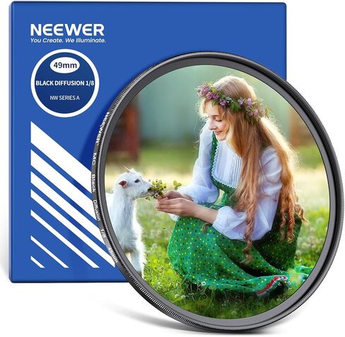Neewer 52mm Black Pro Mist Diffusion 1/4 Filter Dreamy Soft Cinematic Effect Filter Ultra Slim Water Repellent Scratch Resistant Optical Glass Multi Nano Coatings for Video/Vlog/Portrait Photography in Saudi Arabia