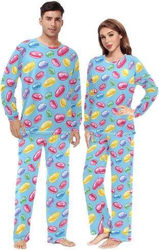 Groovy Mushroom Pjs Sets for Women Men Pajama Set Long Sleeve Pajamas for Women Set 2 Piece with Pocket Size XXS-XXL in Saudi Arabia