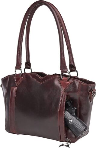 Lady Conceal Locking Zipper Concealed Carry Purse Aubrey Satchel for Medium-Frame Handgun with Premium Holster in Saudi Arabia