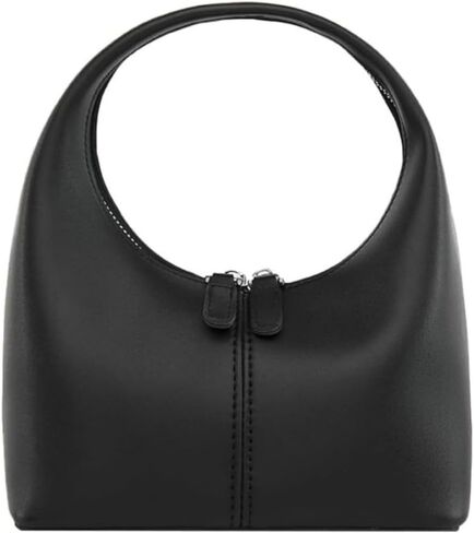 Women's Mini Genuine Leather Dumpling Clutch, Top Handle Tote with Zipper, Trendy Solid Color Satchel Purse in Saudi Arabia