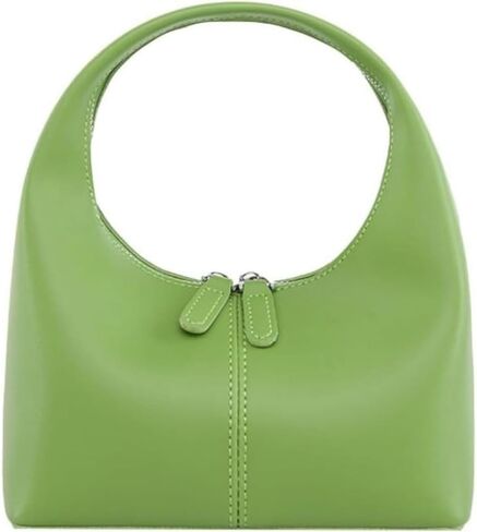 Women's Mini Genuine Leather Dumpling Clutch, Top Handle Tote with Zipper, Trendy Solid Color Satchel Purse in Saudi Arabia