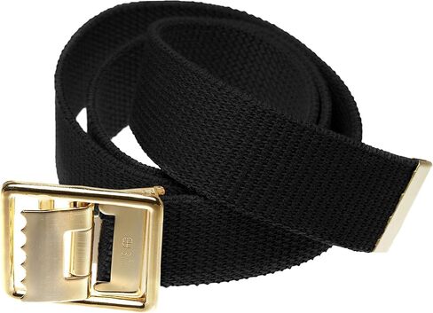 Jackster USMC Military Web Belt – Open Face with 24K Gold Plated Solid Brass Buckle – Adjustable 54" – Made in USA in Saudi Arabia