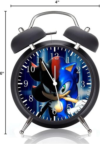 ساعة منبه مزدوجة الجرس سوبر سونيك مع ضوء ليلي صامت تمامًا غير موقوتة 4 بوصات ميتاك ووجه زجاجي رائع للديكور أو الهدايا W360 in Kuwait