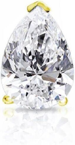 1/3 to 3/4 Carat Lab Grown Diamond Pear Shape Single Stud Earring in 14k White or Yellow Gold (VS-SI, cttw) V-End Prong Screw Back by Diamond Wish in Saudi Arabia