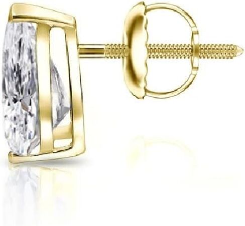 1/3 to 3/4 Carat Lab Grown Diamond Pear Shape Single Stud Earring in 14k White or Yellow Gold (VS-SI, cttw) V-End Prong Screw Back by Diamond Wish in Saudi Arabia