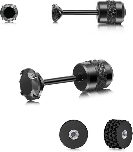 Limerencia Hypoallergenic G23 Implant Grade Titanium Screw Back Earrings,20G Pure Titanium for Women Men,5A Cubic Zirconia 3 4 5 6 7 mm Cartilage Earrings in Saudi Arabia