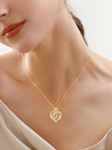 14K Gold Sunflower Birthstone Necklace for Women Infinity Love Heart Necklace Christmas Valentines Mothers Day Anniversary Birthday Gifts for Her Mom Wife Girlfriend Daughter in Saudi Arabia