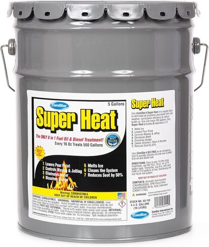 ComStar Super Heat, 8-in-1 Fuel Oil Treatment, Controls Waxing & Jelling, Melts Ice, Lowers Pour Point, Dissolves Sludge, Reduces Soot, Rust, Water, Cleans Parts, Made In USA, 16 Ounces (60-130).. in Saudi Arabia