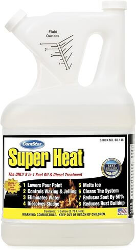 ComStar Super Heat, 8-in-1 Fuel Oil Treatment, Controls Waxing & Jelling, Melts Ice, Lowers Pour Point, Dissolves Sludge, Reduces Soot, Rust, Water, Cleans Parts, Made In USA, 16 Ounces (60-130).. in Saudi Arabia