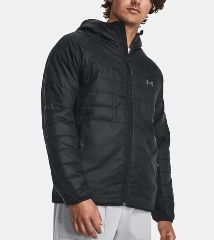 سترة UA Active Hybrid ذات غطاء رأس للرجال من Under Armour (الولايات المتحدة، ألفا، صغير، عادي، عادي، أسود 001) in Kuwait