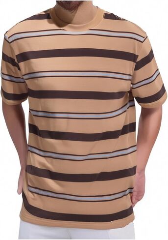 Basic T-Shirt for Men Summer Casual Short Sleeve Striped Crew Neck Tees Lightweight Loose Fit Comfy Soft Shirts in Saudi Arabia