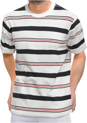 Basic T-Shirt for Men Summer Casual Short Sleeve Striped Crew Neck Tees Lightweight Loose Fit Comfy Soft Shirts in Saudi Arabia