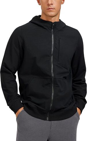CRZ YOGA Men's Cotton Zip-up Hoodie Thick Terry Essentials Athletic Casual Hoodies Zip Hooded Jackets Sweatshirt with Pockets in Saudi Arabia
