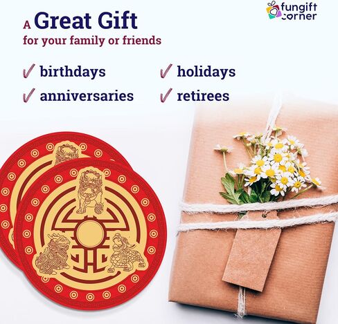Feng Shui Amulet Sticker with 3 Celestial Guardians Protection Shield, Featuring Pi Yao, Chi Lin and Fu Dog, Feng Shui Symbol of Protection, Set of 5 Pieces Decorative Stickers, 4.3 Inch Diameter in Saudi Arabia