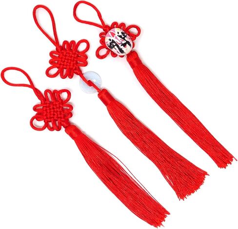 5PCS Vintage Red Chinese Knot Tassels Chinese Style Hanging Decorations for Home, Car Rearview Mirror Decor, 5 Styles in Saudi Arabia