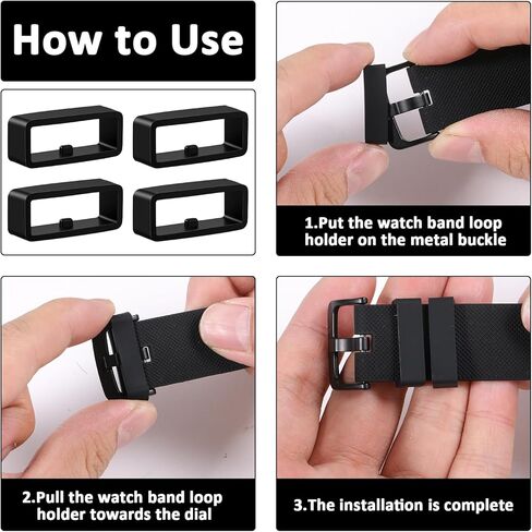8Pcs Watch Strap Loop, 22 mm Watch Band Strap Loop Replacement, Black Silicone Watches Band Holder in Kuwait