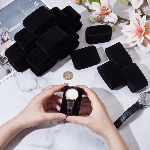 NBEADS 20 Pcs Velvet Watch Pillows, Bracelet Watch Pillow Black Bangle Pillows for Small Business Sales Bracelet Watch Jewelry Display Storage, 2.9x1.7x1.4 Inch in Saudi Arabia