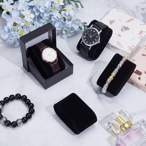 NBEADS 20 Pcs Velvet Watch Pillows, Bracelet Watch Pillow Black Bangle Pillows for Small Business Sales Bracelet Watch Jewelry Display Storage, 2.9x1.7x1.4 Inch in Saudi Arabia