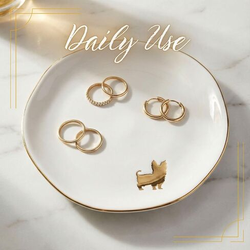 InnoBeta Yorkie Gifts for Women, Gifts for Yorkie Mom - 4.75" Handcrafted Ceramic Ring Dish with Gold Trim, Decorative Trinket Dish for Rings Earrings Necklaces in Saudi Arabia