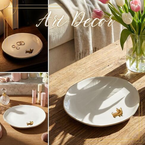 InnoBeta Yorkie Gifts for Women, Gifts for Yorkie Mom - 4.75" Handcrafted Ceramic Ring Dish with Gold Trim, Decorative Trinket Dish for Rings Earrings Necklaces in Saudi Arabia