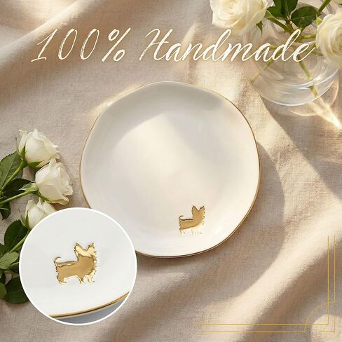 InnoBeta Yorkie Gifts for Women, Gifts for Yorkie Mom - 4.75" Handcrafted Ceramic Ring Dish with Gold Trim, Decorative Trinket Dish for Rings Earrings Necklaces in Saudi Arabia