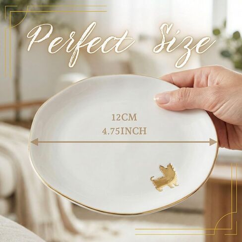 InnoBeta Yorkie Gifts for Women, Gifts for Yorkie Mom - 4.75" Handcrafted Ceramic Ring Dish with Gold Trim, Decorative Trinket Dish for Rings Earrings Necklaces in Saudi Arabia