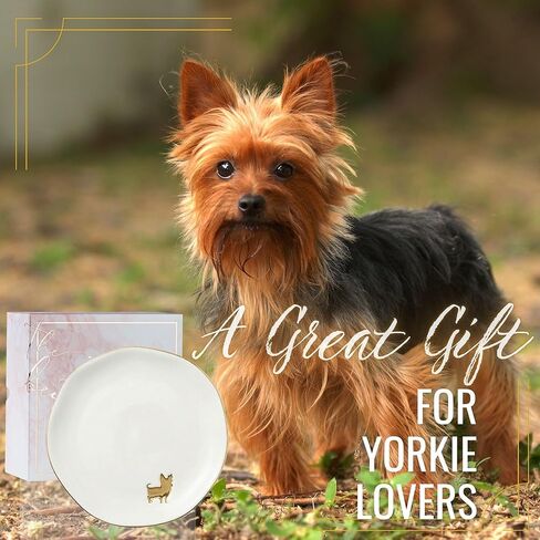 InnoBeta Yorkie Gifts for Women, Gifts for Yorkie Mom - 4.75" Handcrafted Ceramic Ring Dish with Gold Trim, Decorative Trinket Dish for Rings Earrings Necklaces in Saudi Arabia