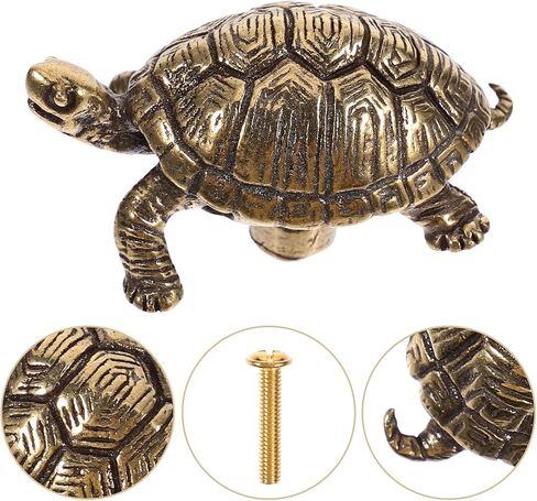Vintage Brass Turtle Cabinet Knob Artistic Dresser Drawer Pull for Kitchen Bathroom Furniture Solid Brass with Quick Installation Unique Feng Shui Long Life Hardware in Saudi Arabia