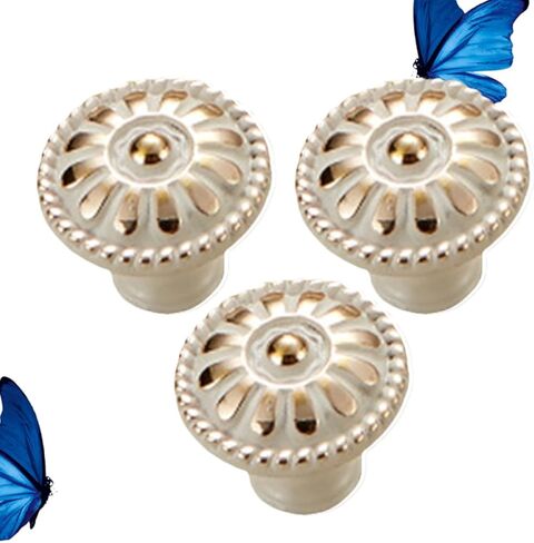 Garneck 3PCS 3PCS Zinc Alloy Mushroom Shape Cabinet Pull Knobs Single Hole Drawer Handles Ivory White Stylish Furniture Hardware for Residential and Hospitality Use in Saudi Arabia