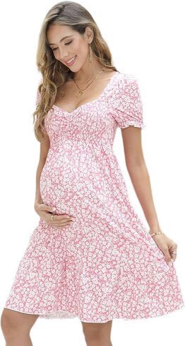 Maternity Dress Women's Maternity Dresses A Line Sweetheart Neck Ruffle Flowy Mini Boho Maternity Dress for Wedding Guest Lightbluefloral S in Saudi Arabia