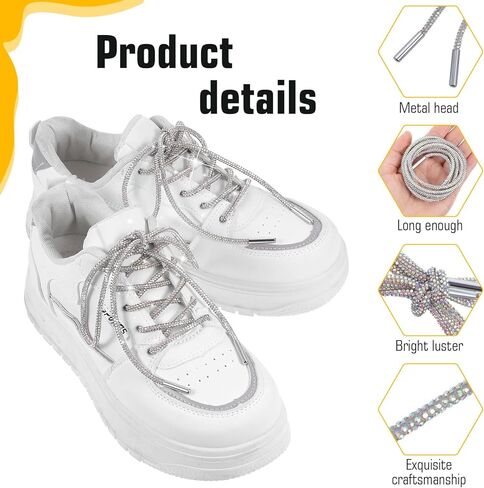 Rhinestone Shoe Laces, Shoelaces for Womens Sneakers Shiny Bling Shoe Laces for Boots Hoodies Sneakers Drawstring Cords Replacement (47.24in/120cm) in Saudi Arabia