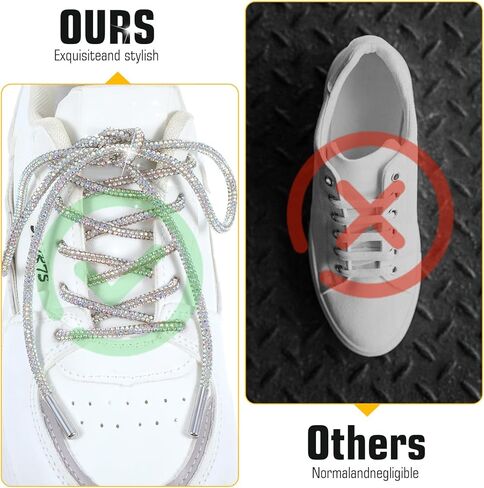 Rhinestone Shoe Laces, Shoelaces for Womens Sneakers Shiny Bling Shoe Laces for Boots Hoodies Sneakers Drawstring Cords Replacement (47.24in/120cm) in Saudi Arabia