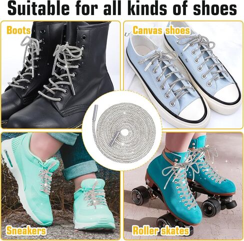 Rhinestone Shoe Laces, Shoelaces for Womens Sneakers Shiny Bling Shoe Laces for Boots Hoodies Sneakers Drawstring Cords Replacement (47.24in/120cm) in Saudi Arabia