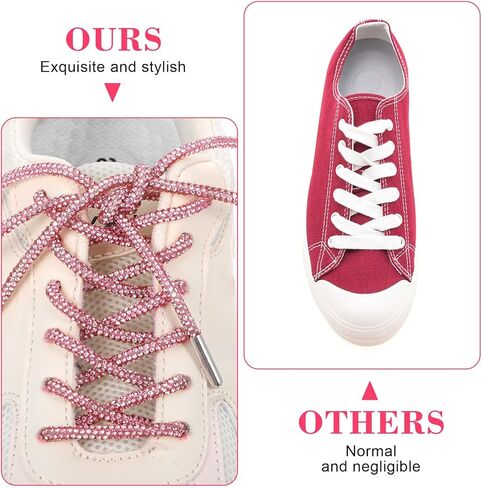 Bewudy 1 Pair of Rhinestone Glitter Rope, Laces for Sneakers, Thick Laces for Sneakers, Bling Rope Shoe Lace Shiny Rhinestone Shoe Lace String for Shoes Sweatpants Hoodies (Pink) in Saudi Arabia