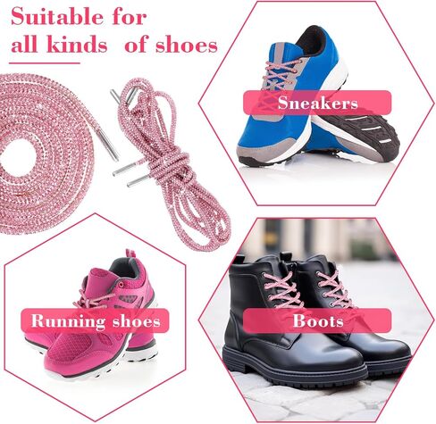 Bewudy 1 Pair of Rhinestone Glitter Rope, Laces for Sneakers, Thick Laces for Sneakers, Bling Rope Shoe Lace Shiny Rhinestone Shoe Lace String for Shoes Sweatpants Hoodies (Pink) in Saudi Arabia