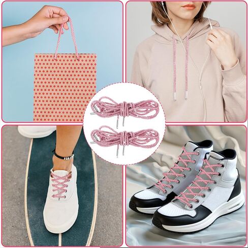 Bewudy 1 Pair of Rhinestone Glitter Rope, Laces for Sneakers, Thick Laces for Sneakers, Bling Rope Shoe Lace Shiny Rhinestone Shoe Lace String for Shoes Sweatpants Hoodies (Pink) in Saudi Arabia