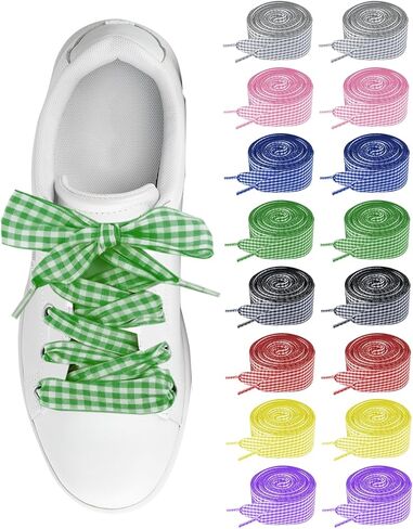 8 أزواج من أربطة الأحذية المصنوعة من القماش القطني للنساء، أربطة أحذية واسعة ملونة من قماش الساتان الناعم للأحذية الرياضية in Kuwait