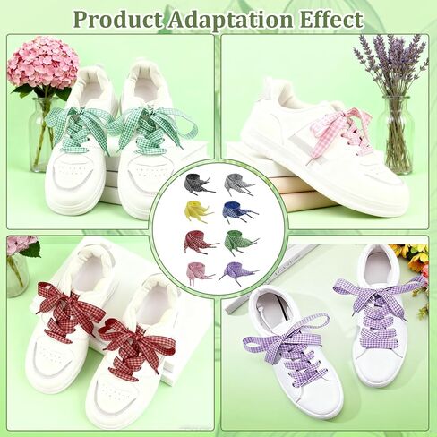 8 أزواج من أربطة الأحذية المصنوعة من القماش القطني للنساء، أربطة أحذية واسعة ملونة من قماش الساتان الناعم للأحذية الرياضية in Kuwait